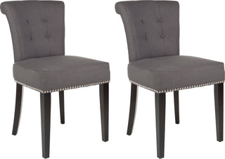 Safavieh Sinclair 21''H Ring Chair (SET Of 2)-Silver Nail Heads Charcoal and Espresso Furniture 