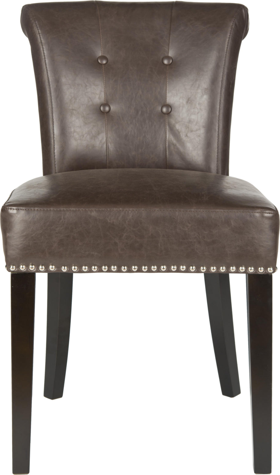 Safavieh Sinclair 21''H Ring Chair (SET Of 2)-Silver Nail Heads Antique Brown and Espresso Furniture main image