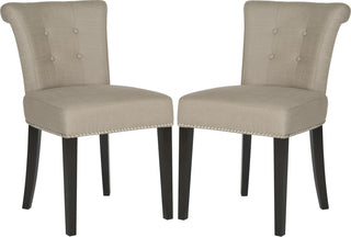 Safavieh Sinclair 21''H Ring Chair (SET Of 2)-Silver Nail Heads Oyster and Espresso Furniture 