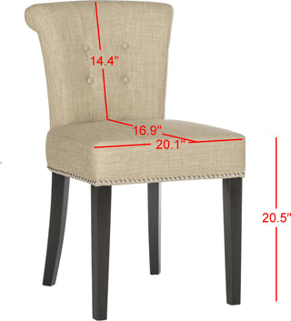 Safavieh Sinclair 21''H Ring Chair (SET Of 2)-Silver Nail Heads Taupe and Espresso Furniture 