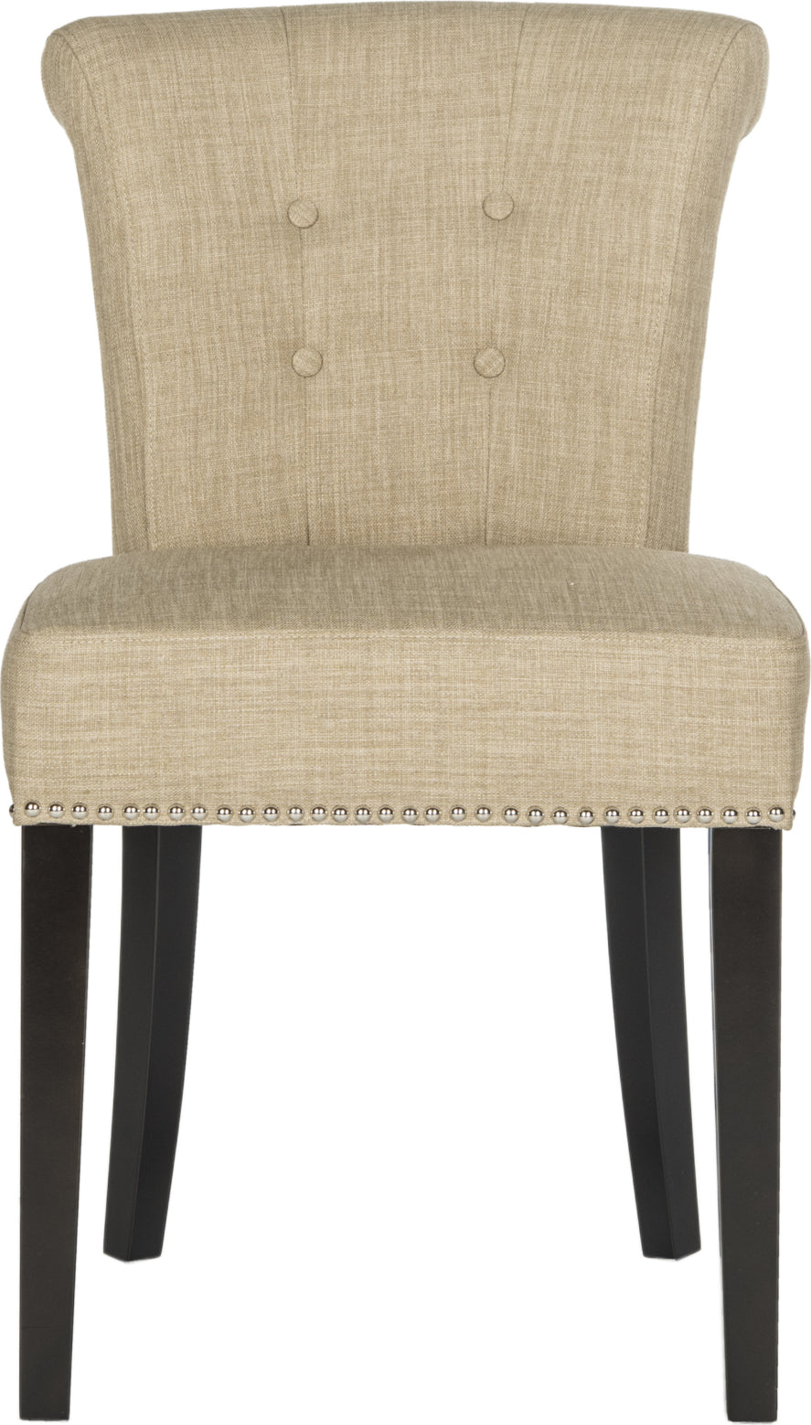 Safavieh Sinclair 21''H Ring Chair (SET Of 2)-Silver Nail Heads Taupe and Espresso Furniture main image