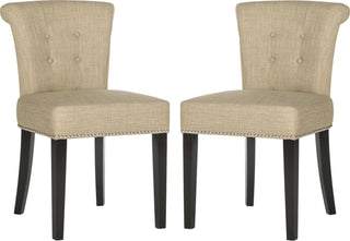 Safavieh Sinclair Ring Chair (SET Of 2)-Silver Nail Heads Taupe and Espresso  Feature