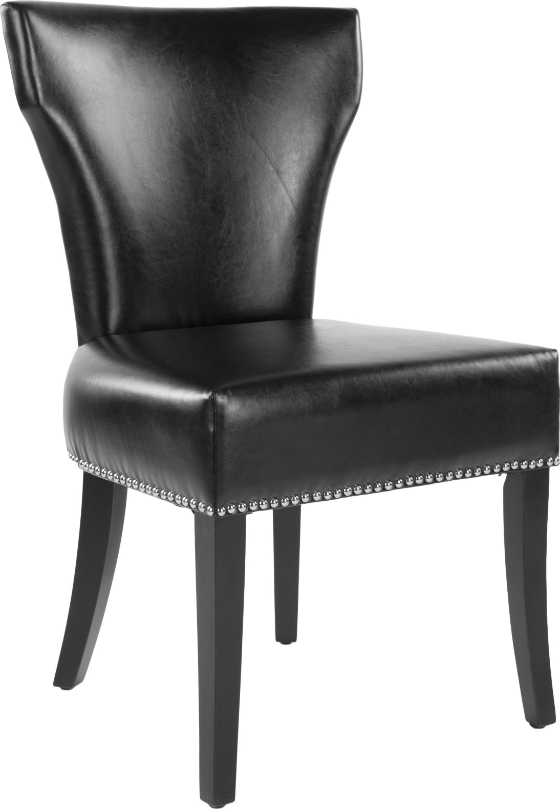Safavieh Jappic 22''H Kd Side Chairs (SET Of 2)-Silver Nail Heads Black and Espresso Furniture main image