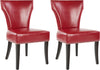Safavieh Jappic 22''H Kd Side Chairs (SET Of 2)-Silver Nail Heads Red and Espress0 Furniture 