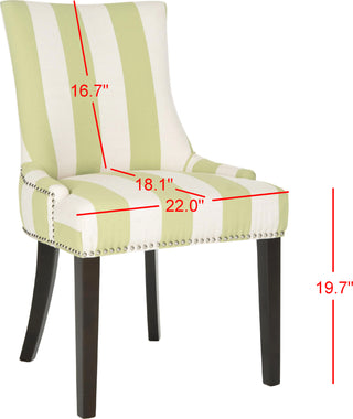 Safavieh Lester 19''H Awning Stripes Dining Chair-Silver Nail Heads Miulti Stripe and Espresso Furniture 