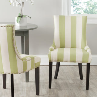 Safavieh Lester Awning Stripes Dining Chair-Silver Nail Heads Miulti Stripe and Espresso  Feature