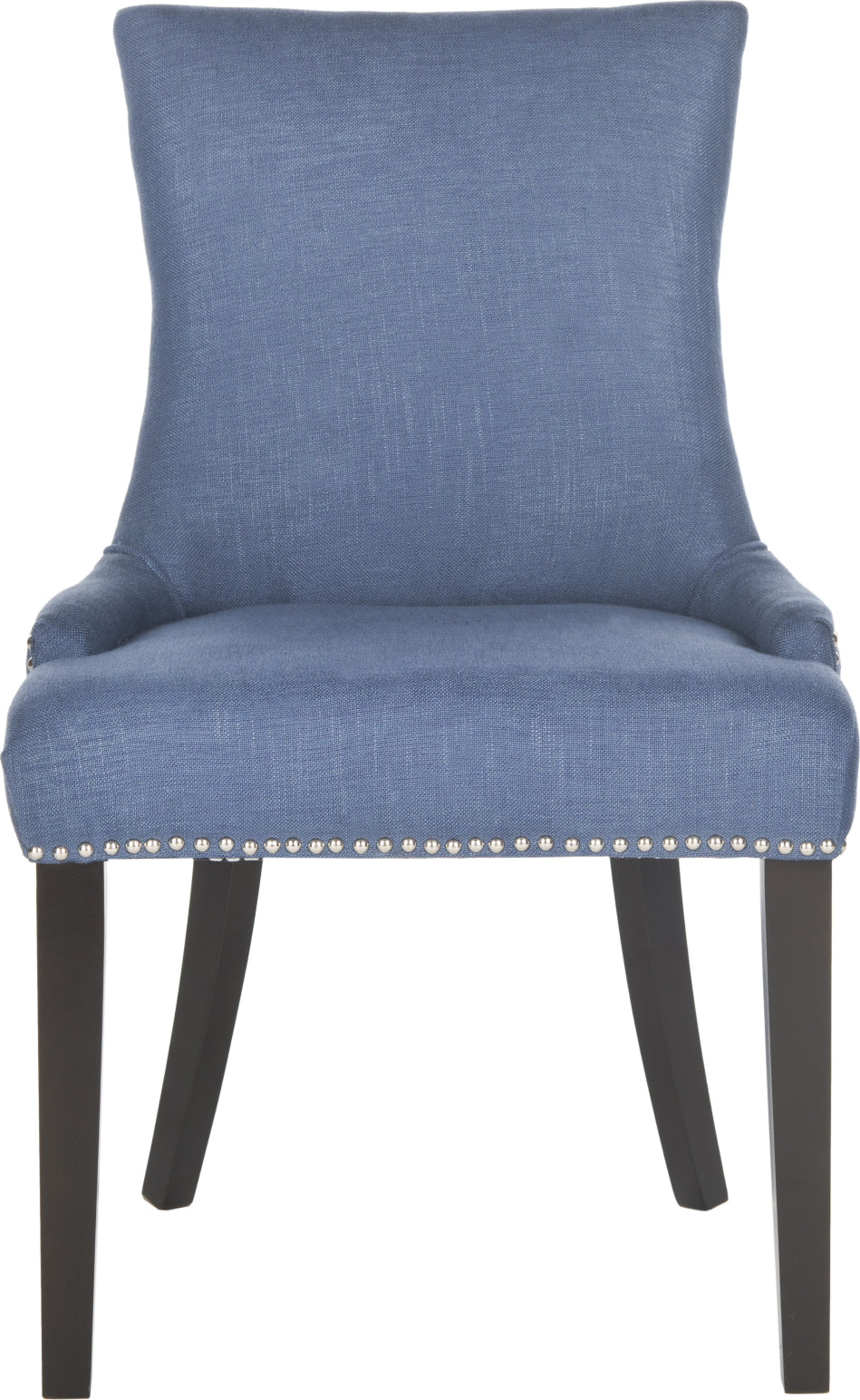 Safavieh Lester 19''H Dining Chair-Silver Nail Heads Blue and Espresso Furniture main image