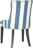 Safavieh Lester 19''H Awning Stripes Dining Chair-Silver Nail Heads Blue and White Espresso Furniture 