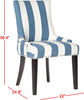 Safavieh Lester 19''H Awning Stripes Dining Chair-Silver Nail Heads Blue and White Espresso Furniture 