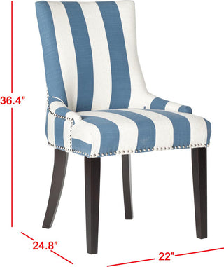 Safavieh Lester 19''H Awning Stripes Dining Chair-Silver Nail Heads Blue and White Espresso Furniture 