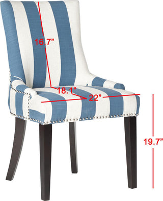 Safavieh Lester 19''H Awning Stripes Dining Chair-Silver Nail Heads Blue and White Espresso Furniture 