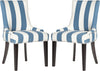 Safavieh Lester 19''H Awning Stripes Dining Chair-Silver Nail Heads Blue and White Espresso Furniture 