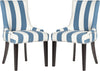 Safavieh Lester 19''H Awning Stripes Dining Chair-Silver Nail Heads Blue and White Espresso Furniture 