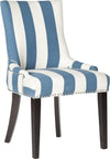 Safavieh Lester 19''H Awning Stripes Dining Chair-Silver Nail Heads Blue and White Espresso Furniture 