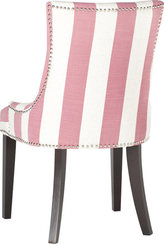 Safavieh Lester 19''H Awning Stripes Dining Chair-Silver Nail Heads Pink and White Espresso Furniture 