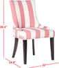 Safavieh Lester 19''H Awning Stripes Dining Chair-Silver Nail Heads Pink and White Espresso Furniture 