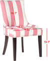 Safavieh Lester 19''H Awning Stripes Dining Chair-Silver Nail Heads Pink and White Espresso Furniture 