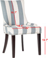 Safavieh Lester 19''H Awning Stripes Dining Chair-Silver Nail Heads Grey and White Espresso Furniture 