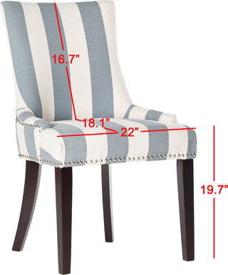 Safavieh Lester 19''H Awning Stripes Dining Chair-Silver Nail Heads Grey and White Espresso Furniture 