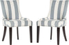 Safavieh Lester 19''H Awning Stripes Dining Chair-Silver Nail Heads Grey and White Espresso Furniture 