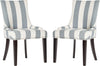Safavieh Lester 19''H Awning Stripes Dining Chair-Silver Nail Heads Grey and White Espresso Furniture 