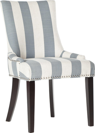 Safavieh Lester 19''H Awning Stripes Dining Chair-Silver Nail Heads Grey and White Espresso Furniture 