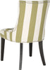 Safavieh Lester 19''H Awning Stripes Dining Chair-Silver Nail Heads Sweet Pea Green and White Espresso Furniture 