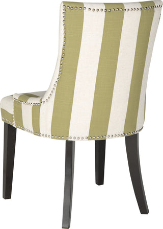 Safavieh Lester 19''H Awning Stripes Dining Chair-Silver Nail Heads Sweet Pea Green and White Espresso Furniture 