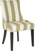 Safavieh Lester 19''H Awning Stripes Dining Chair-Silver Nail Heads Sweet Pea Green and White Espresso Furniture 