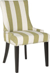 Safavieh Lester 19''H Awning Stripes Dining Chair-Silver Nail Heads Sweet Pea Green and White Espresso Furniture 