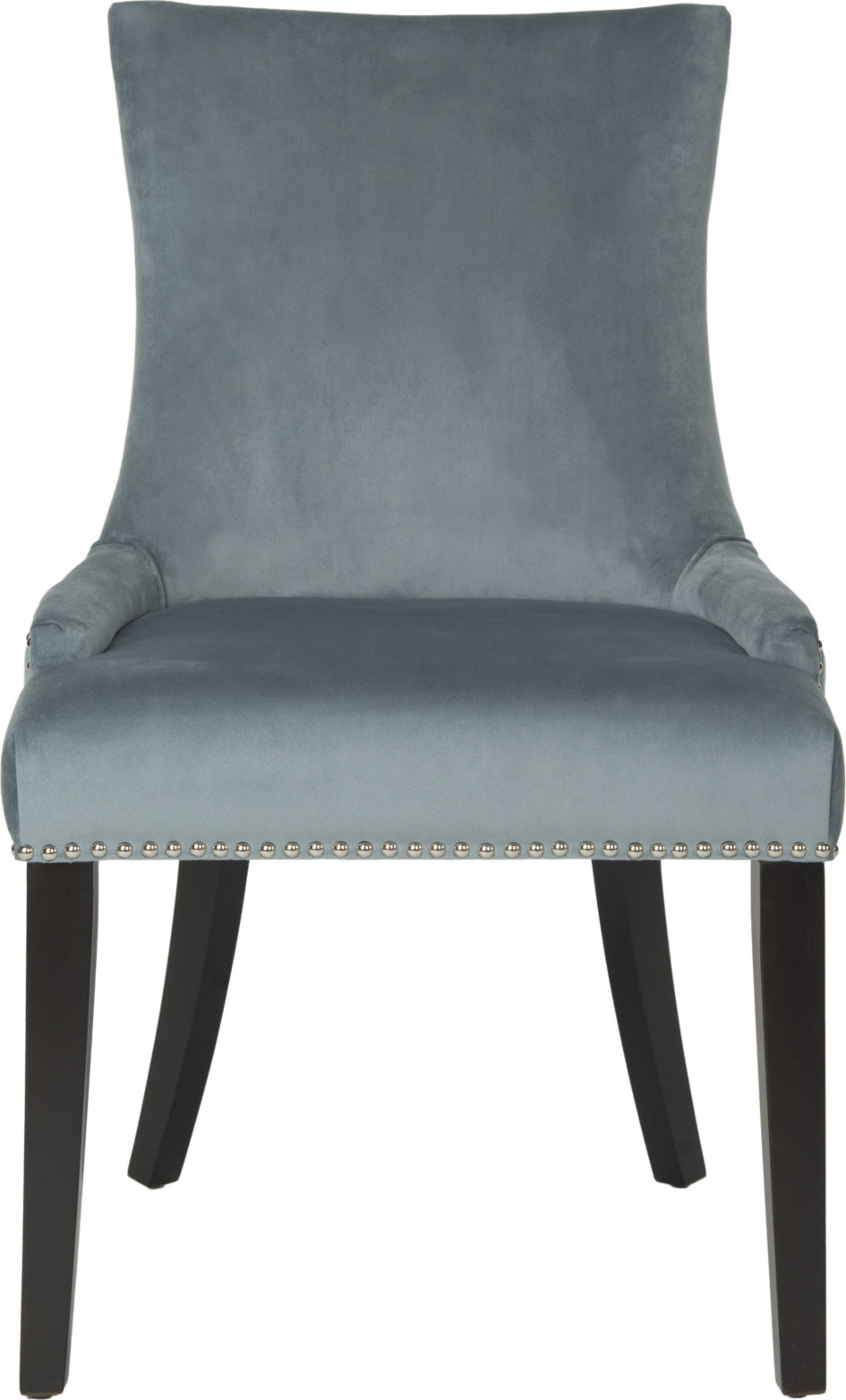 Safavieh Lester 19''H Dining Chair (SET Of 2)-Silver Nail Heads Blue and Espresso Furniture main image