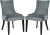 Safavieh Lester 19''H Dining Chair (SET Of 2)-Silver Nail Heads Blue and Espresso Furniture 