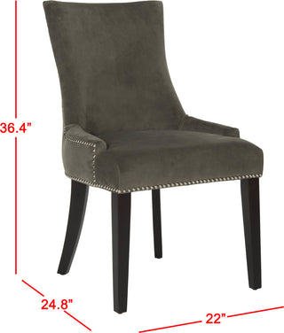 Safavieh Lester 19''H Dining Chair (SET Of 2)-Silver Nail Heads Graphite and Espresso Furniture 