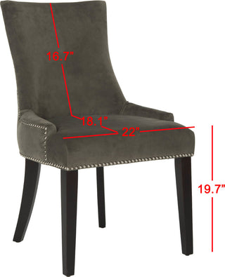 Safavieh Lester 19''H Dining Chair (SET Of 2)-Silver Nail Heads Graphite and Espresso Furniture 