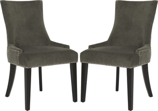 Safavieh Lester 19''H Dining Chair (SET Of 2)-Silver Nail Heads Graphite and Espresso Furniture 