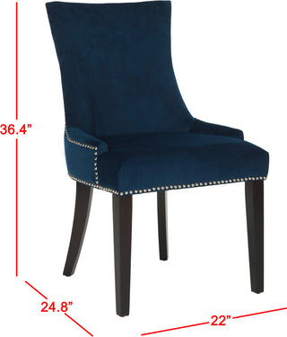 Safavieh Lester 19''H Dining Chair (SET Of 2)-Silver Nail Heads Navy and Espresso Furniture 