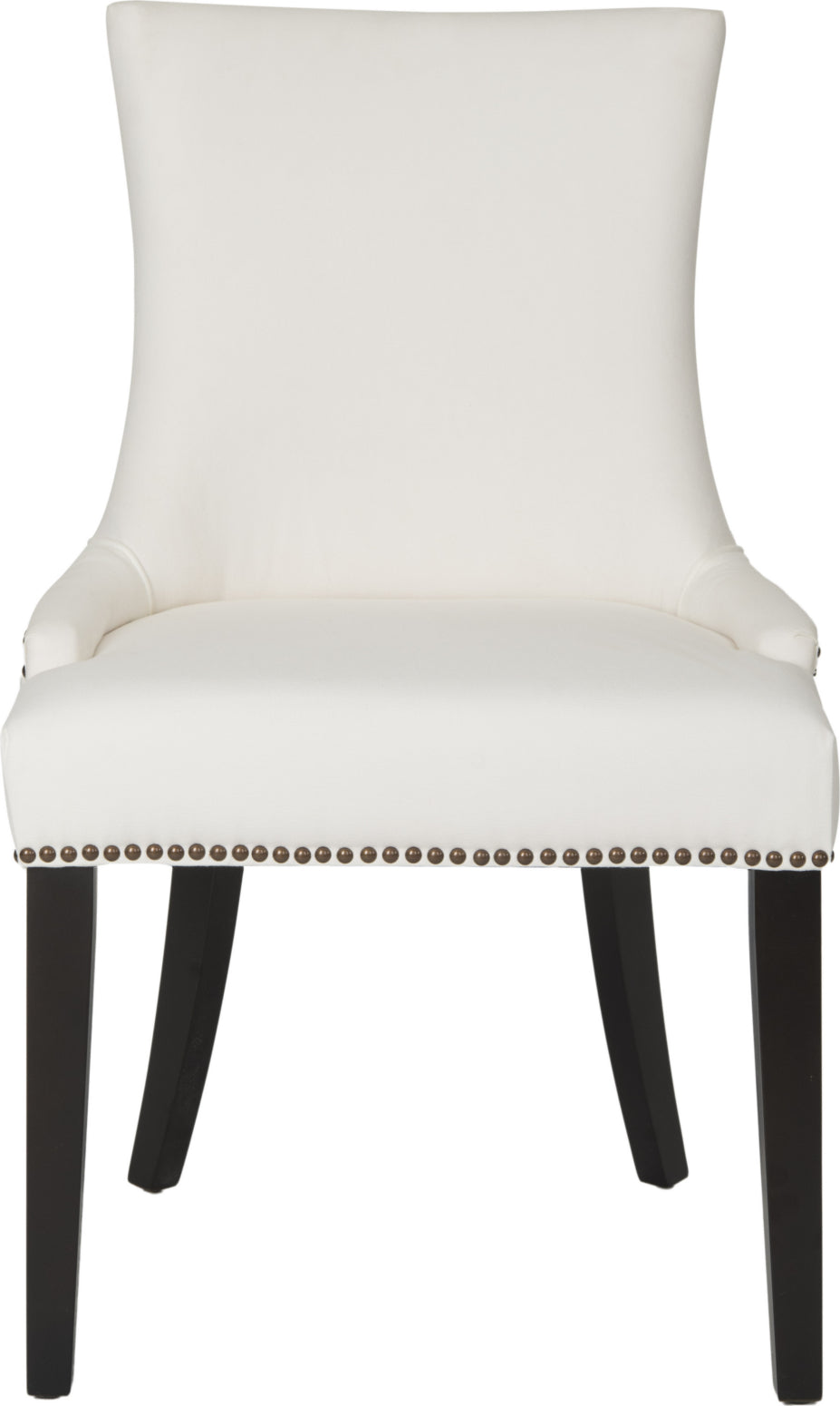 Safavieh Lester 19''H Dining Chair (SET Of 2)-Brass Nail Heads White and Espresso Furniture main image