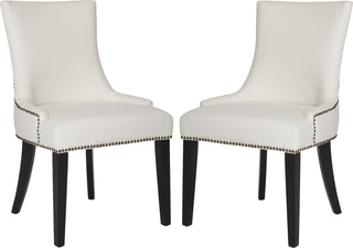 Safavieh Lester 19''H Dining Chair (SET Of 2)-Brass Nail Heads White and Espresso Furniture 