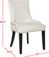 Safavieh Lester 19''H Dining Chair (SET Of 2)-Silver Nail Heads White Leather and Espresso Furniture 