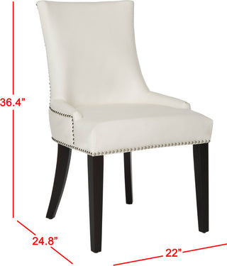 Safavieh Lester 19''H Dining Chair (SET Of 2)-Silver Nail Heads White Leather and Espresso Furniture 