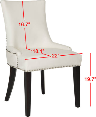 Safavieh Lester 19''H Dining Chair (SET Of 2)-Silver Nail Heads White Leather and Espresso Furniture 