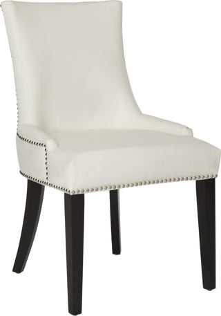 Safavieh Lester 19''H Dining Chair (SET Of 2)-Silver Nail Heads White Leather and Espresso Furniture 