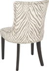 Safavieh Lester 19''H Dining Chair (SET Of 2)-Silver Nail Heads Grey Zebra and Espresso Furniture 