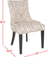 Safavieh Lester 19''H Dining Chair (SET Of 2)-Silver Nail Heads Grey Zebra and Espresso Furniture 
