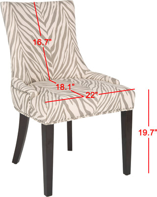 Safavieh Lester 19''H Dining Chair (SET Of 2)-Silver Nail Heads Grey Zebra and Espresso Furniture 