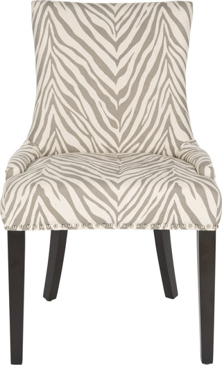 Safavieh Lester 19''H Dining Chair (SET Of 2)-Silver Nail Heads Grey Zebra and Espresso Furniture main image