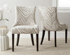 Safavieh Lester Dining Chair (SET Of 2)-Silver Nail Heads Grey Zebra and Espresso  Feature