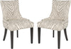 Safavieh Lester 19''H Dining Chair (SET Of 2)-Silver Nail Heads Grey Zebra and Espresso Furniture 