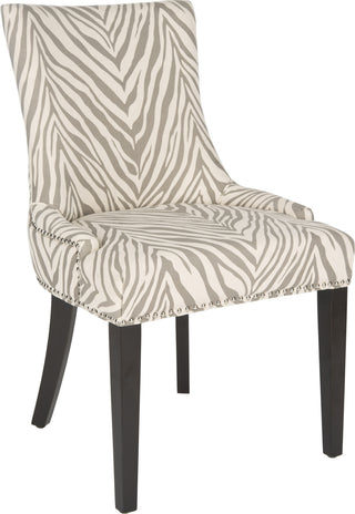 Safavieh Lester 19''H Dining Chair (SET Of 2)-Silver Nail Heads Grey Zebra and Espresso Furniture 