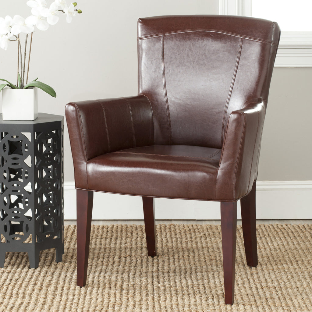 Safavieh Dale Arm Chair Brown and Cherry Mahogany  Feature